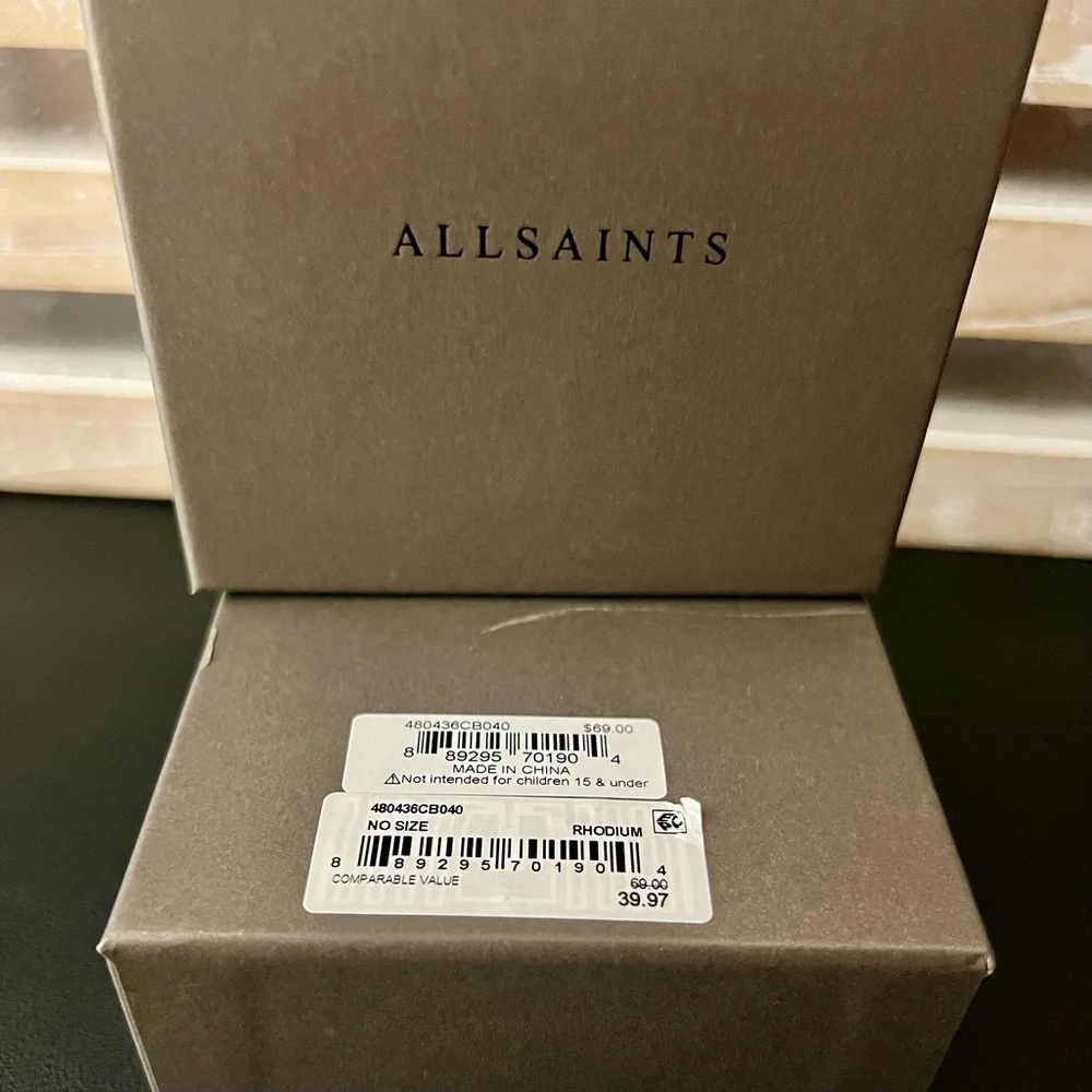 ALLSAINTS Rhodium Faux Pearl Hoop Earrings - Picture 8 of 8